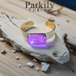 Handcrafted silver bracelet with large violet ignite Swarovski crystal